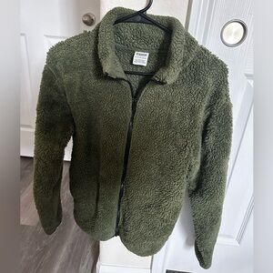 PINK Victoria’s Secret green Sherpa  zip up